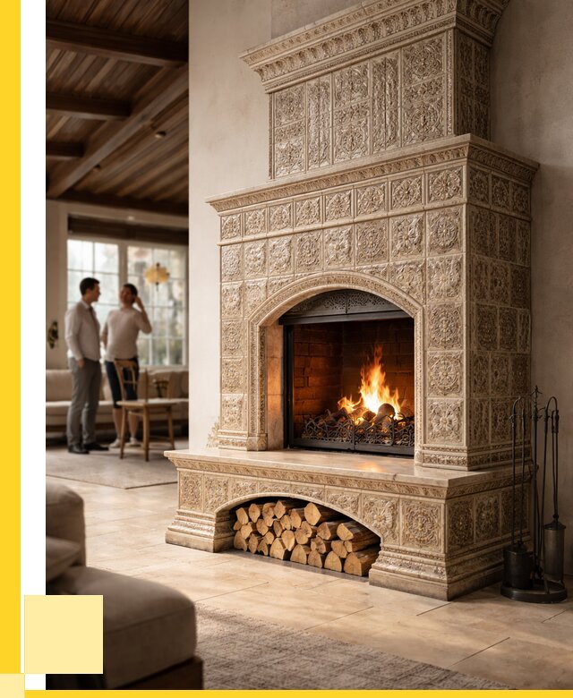 Купить изразцовый камин в Новотроицке от 261700 р. | ЭриданНвт