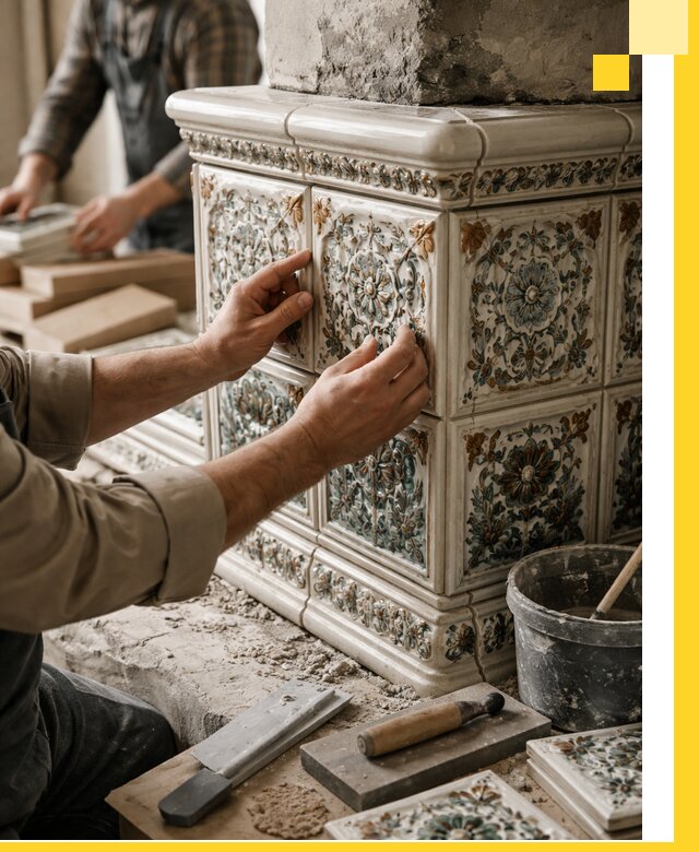 Изразцовые камины под ключ в Новотроицке: проект и монтаж