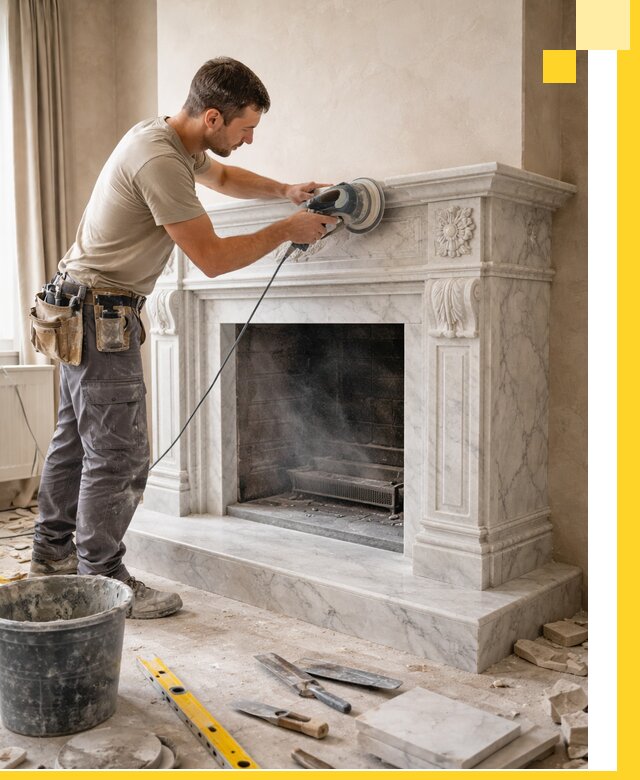 Изготовление и установка мраморных каминов в Новотроицке под ключ