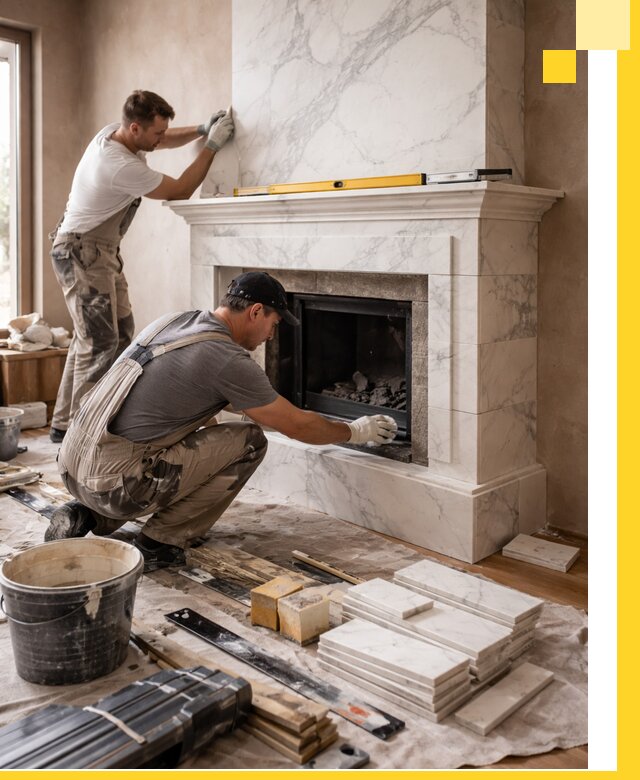 Отделка каминов в Новотроицке качественные облицовочные работы