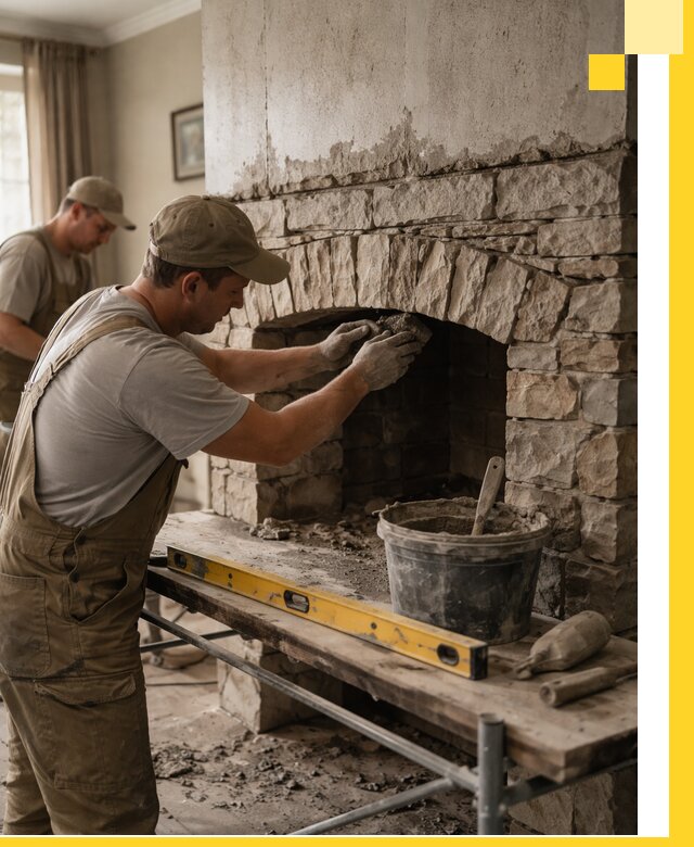 Изготовление каминов под ключ в Новотроицке, монтаж и отделка