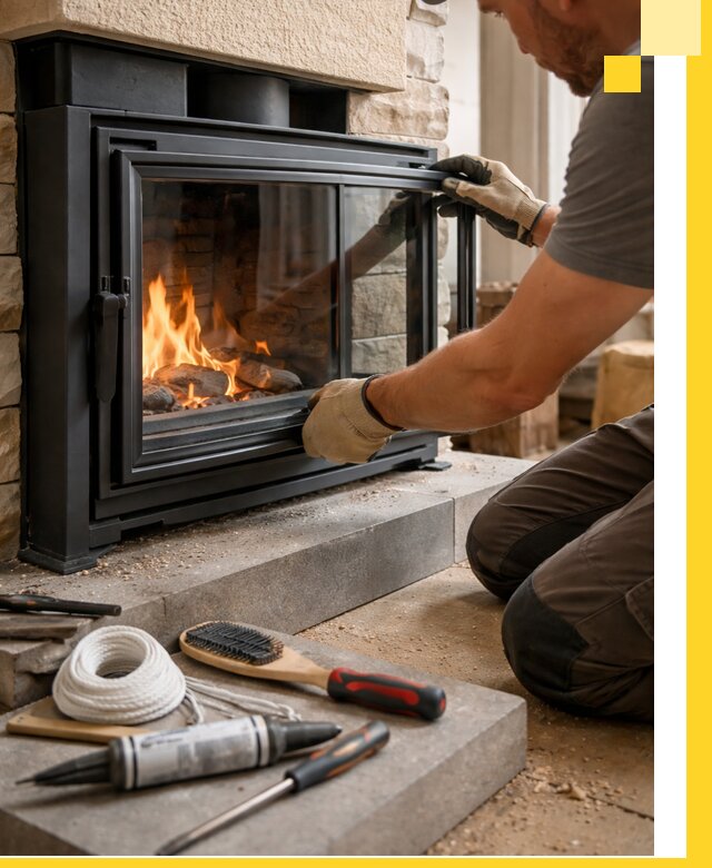 Производство, монтаж и доставка каминов со стеклом в Новотроицке