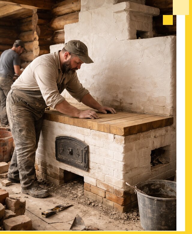 Проектирование и установка русской печи с лежанкой в Новотроицке