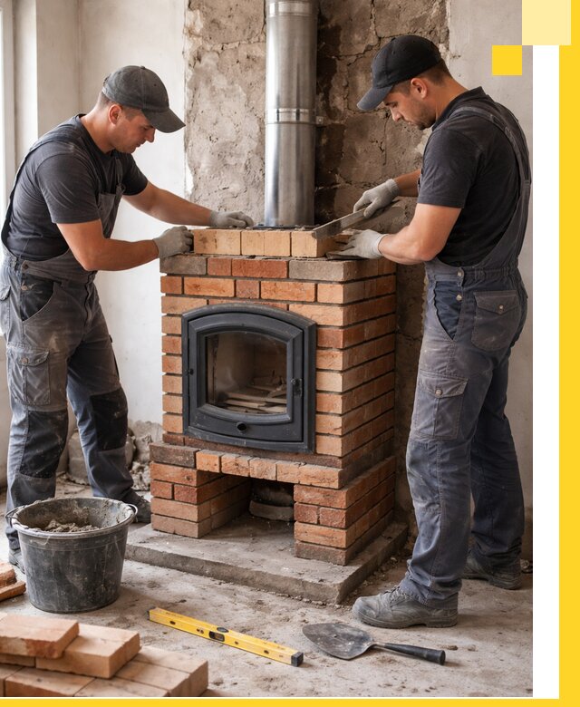 Монтаж печи камина под ключ в Новотроицке с гарантией и пусконаладкой