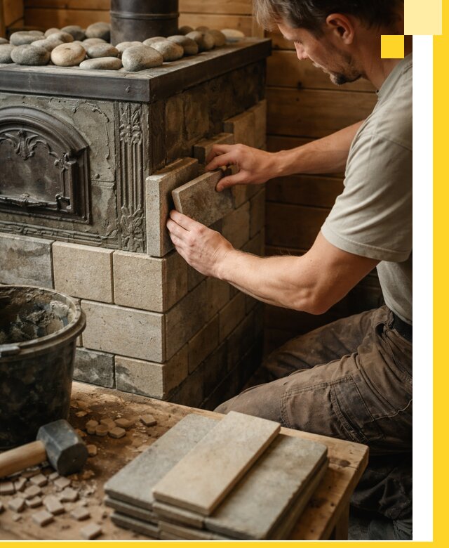 Облицовка банных печей в Новотроицке профессиональная отделка