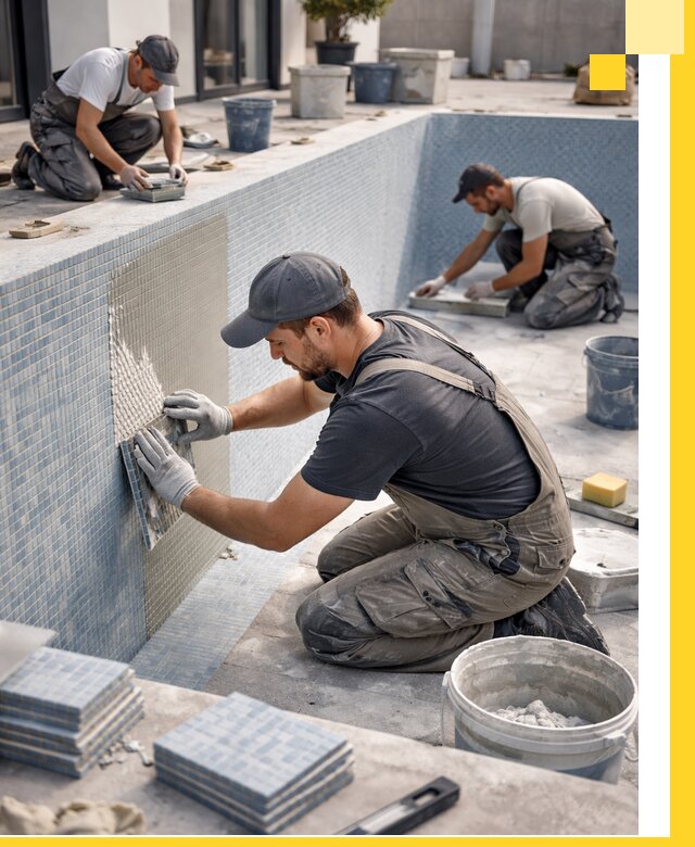 Облицовка бассейнов в Новотроицке плитка мозаика гидроизоляция