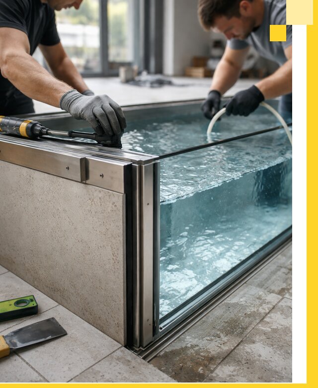 Проектирование и монтаж стеклянных бассейнов в Новотроицке