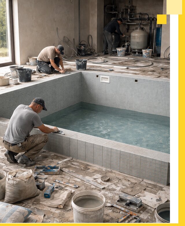 Строительство и монтаж бассейнов в помещении в Новотроицке