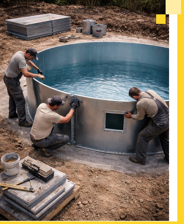 Круглые бассейны под ключ в Новотроицке проектирование и монтаж