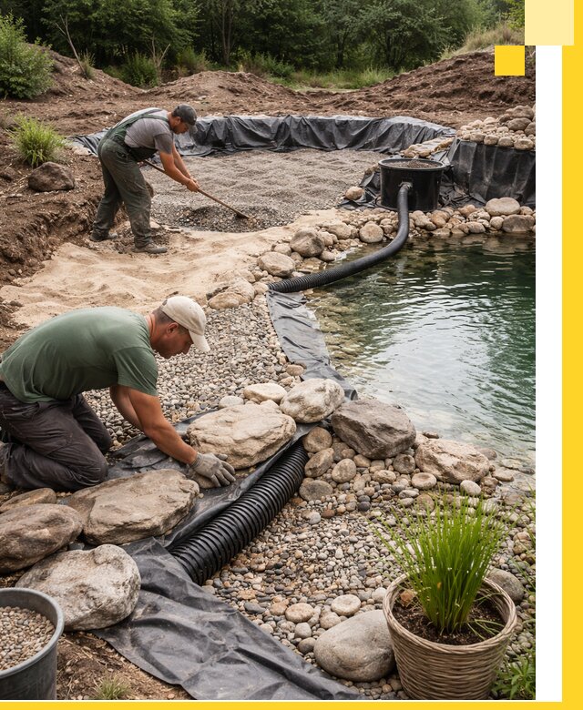 Строительство природных бассейнов и озер в Новотроицке под ключ