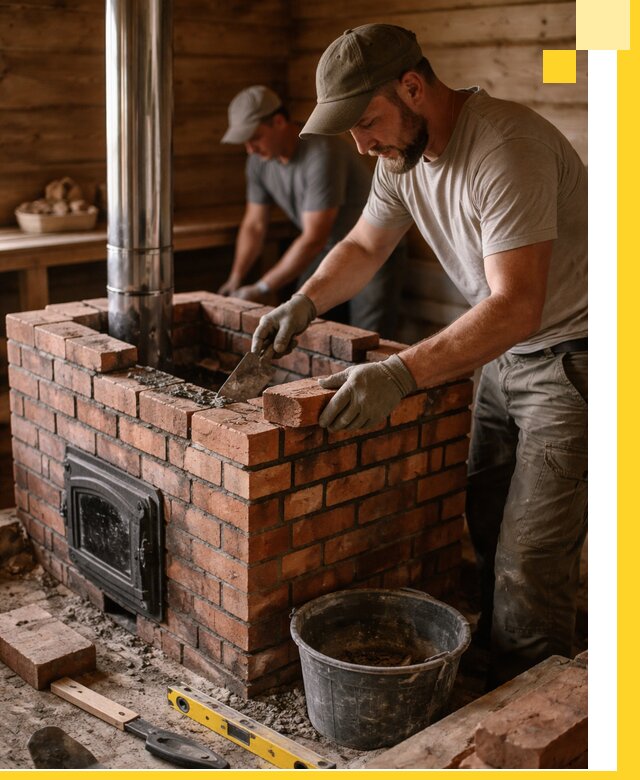 Кирпичные печи для бани под ключ в Новотроицке, проект и монтаж