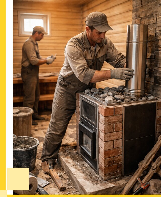 Монтаж печи в бане под ключ в Новотроицке от 20936 р. | ЭриданНвт