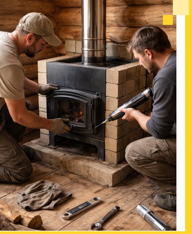 Монтаж и установка печи в бане под ключ с гарантией в Новотроицке