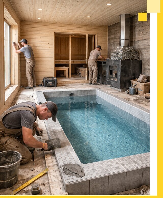 Проект бани с бассейном и сауной в Новотроицке под ключ