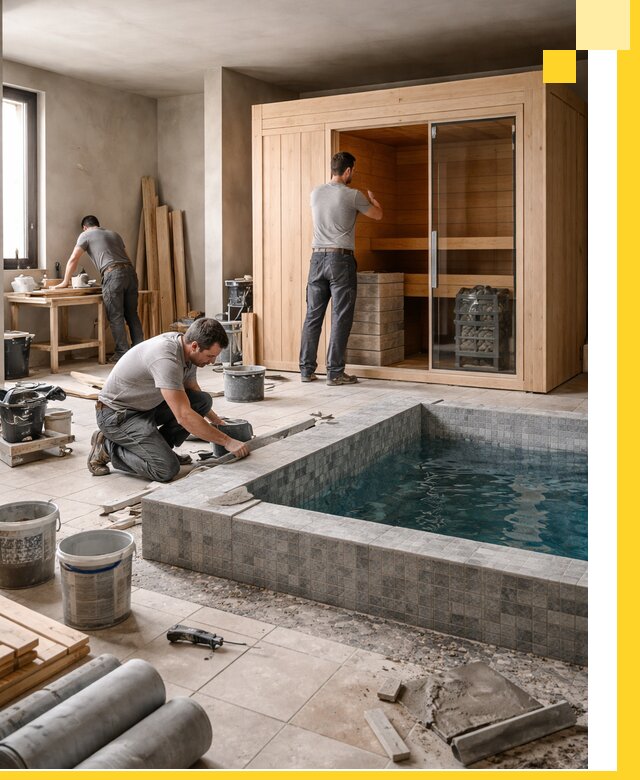 SPA зоны под ключ с бассейном сауной и печью в Новотроицке